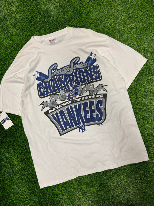 2000 New York Yankees Subway Series Spell Out Vintage MLB Tee (XL)
