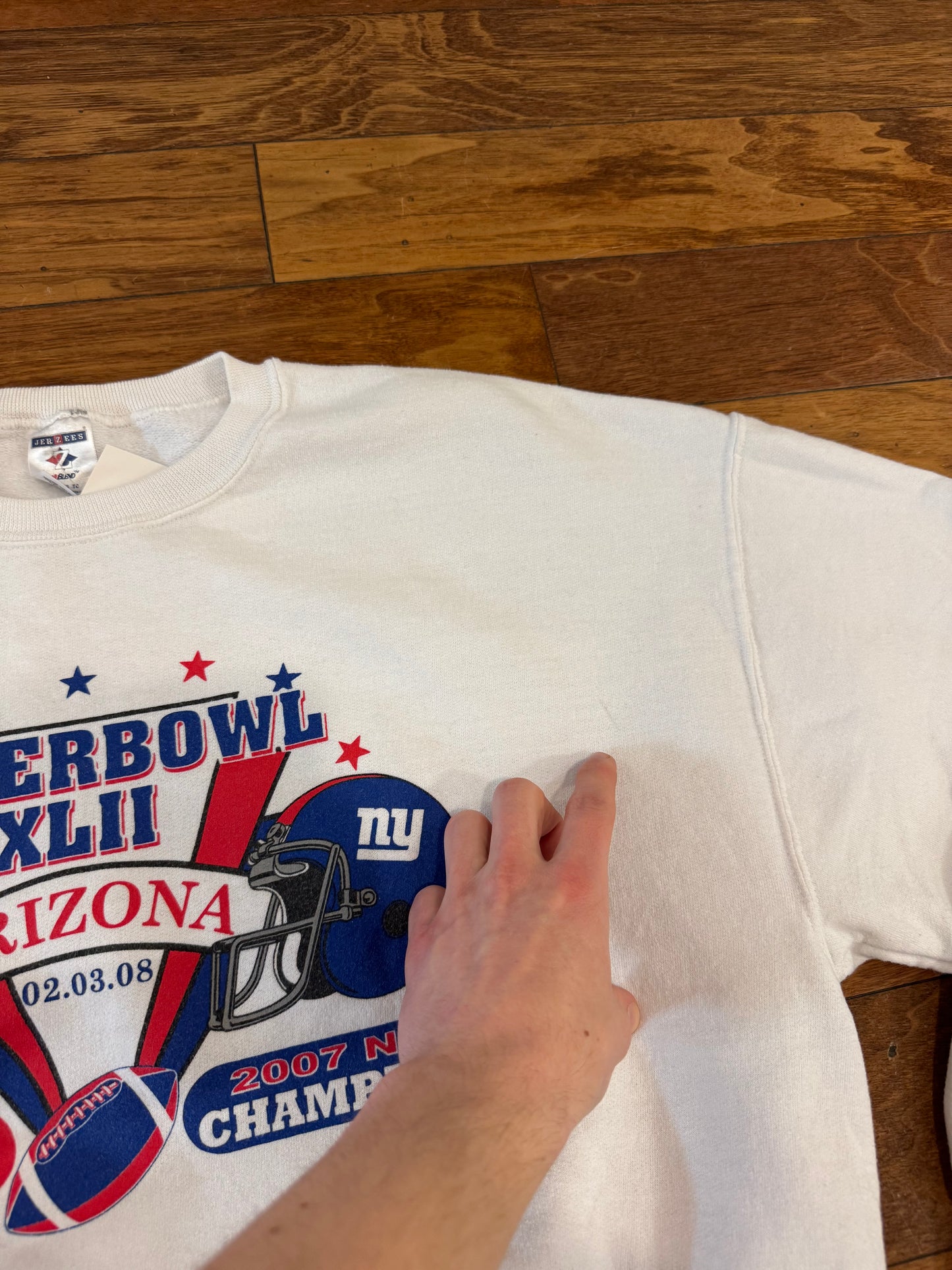 2007 Patriots VS Giants Super Bowl Vintage Crewneck (XL)