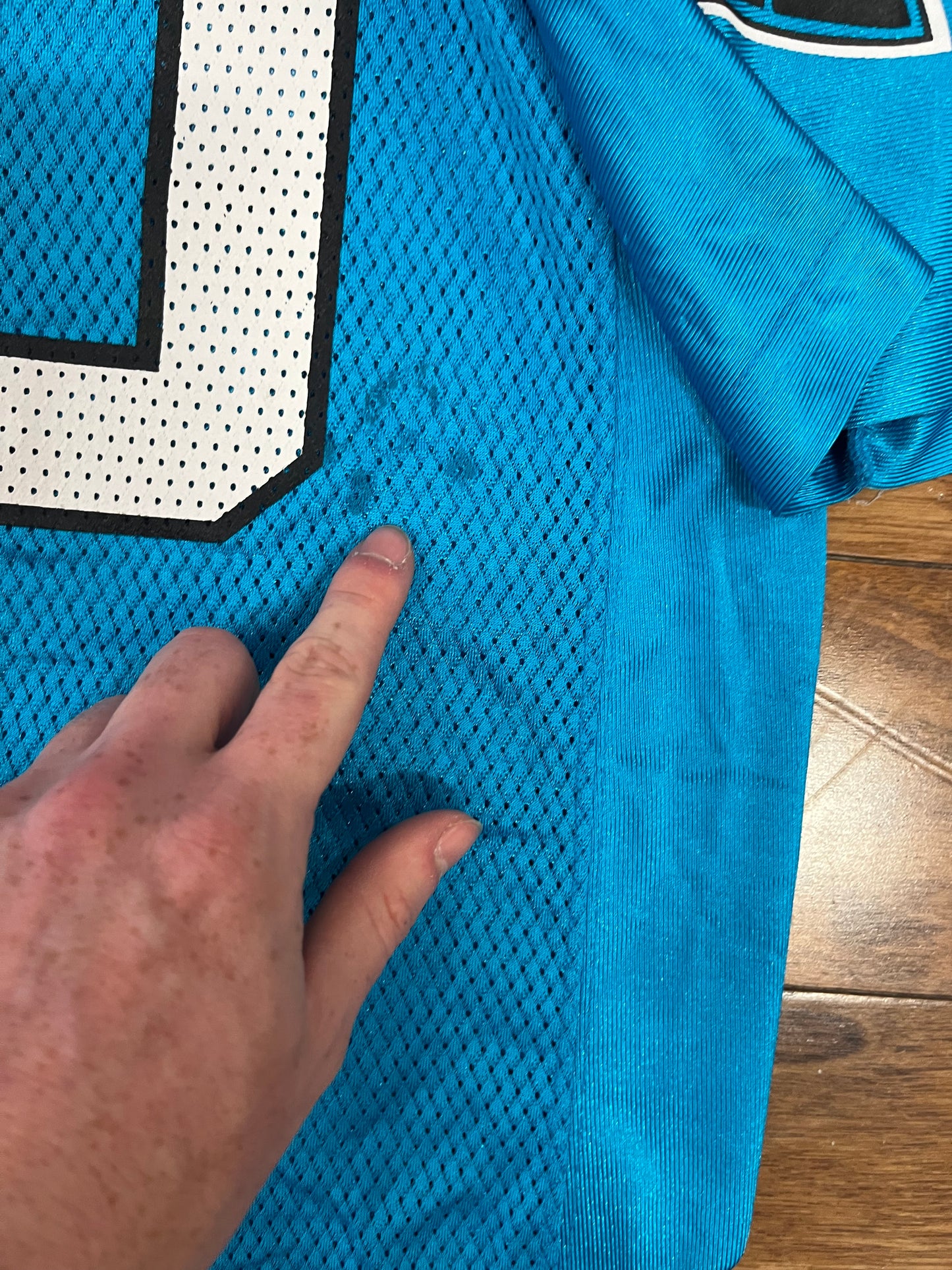 00s Carolina Panthers Julius Peppers Blue Jersey (Youth L)