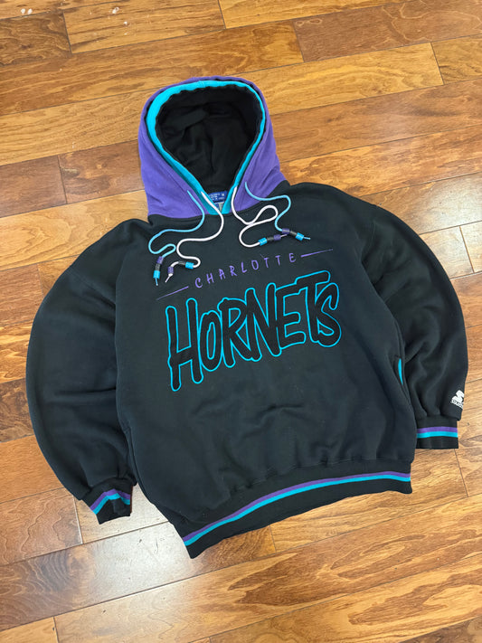 90s Charlotte Hornets Starter Double Hooded Hoodie (M)