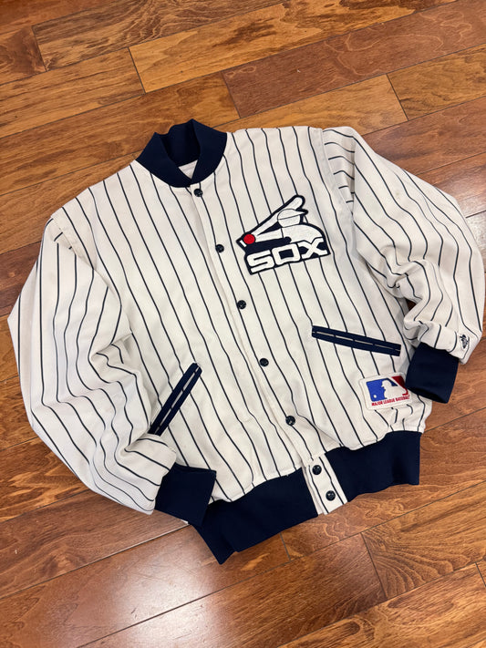 80s Chicago White Sox Vintage Pinstripe Coach Jacket (M)