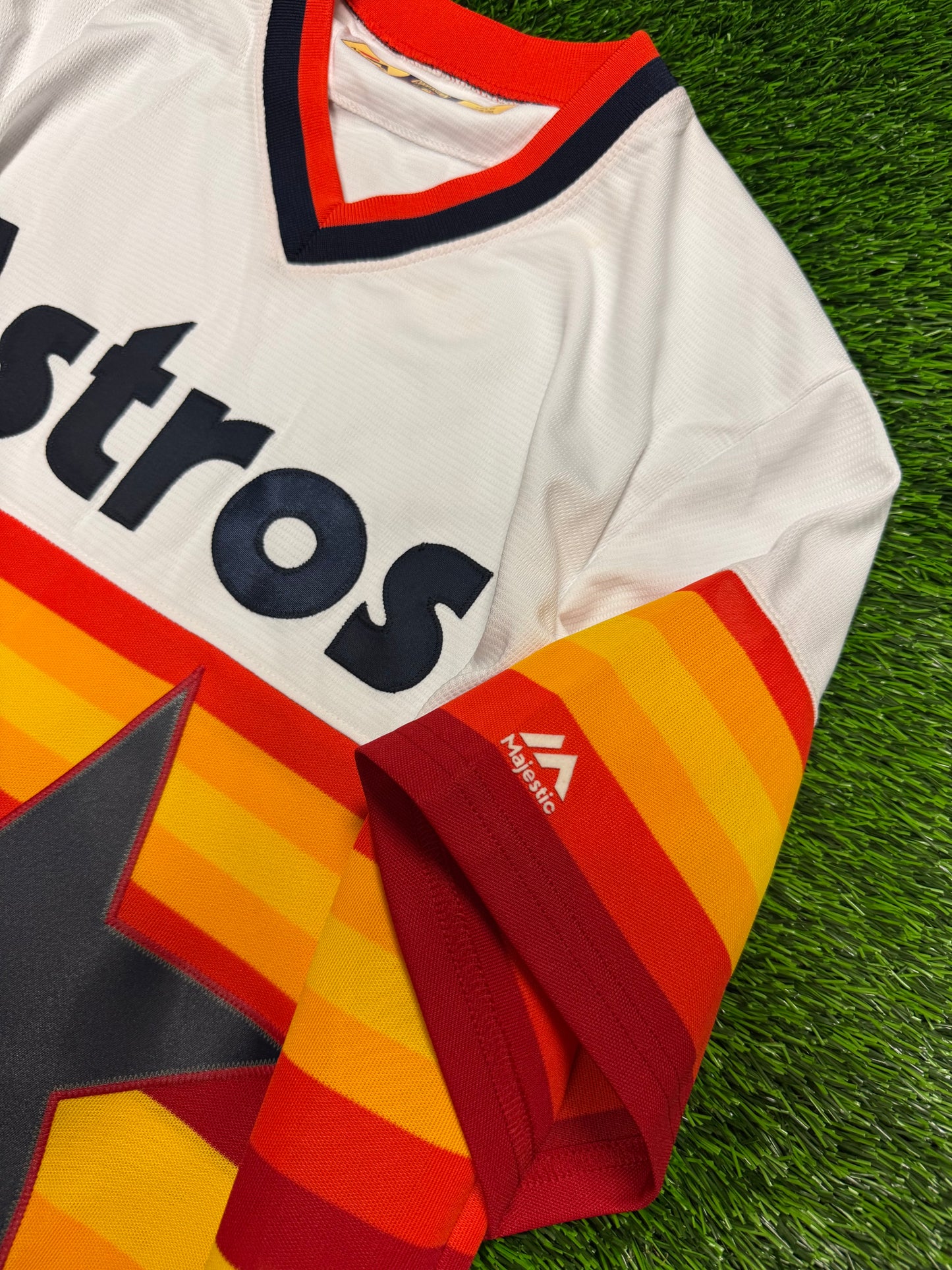 Houston Astros Majestic Rainbow Stripe MLB Baseball Jersey (L)