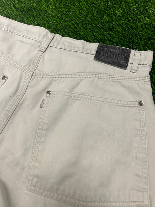 00s Levi's Silver Tab Baggy Khaki Carpenter Vintage Y2K Shorts (34)