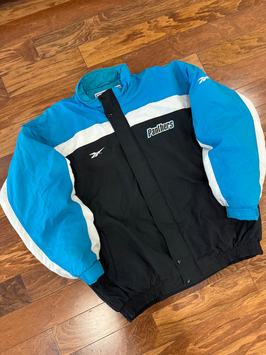 00s Carolina Panthers Reebok Stained Puffer Jacket (XL)