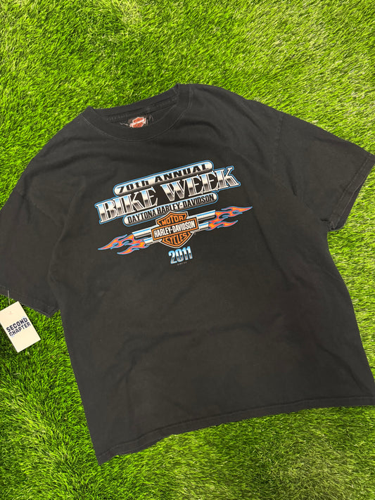 2011 Harley Davidson Bike Week Vintage Flames Biker Tee (XL)