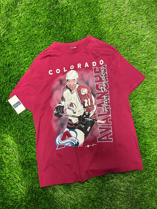 90s Colorado Avalanche Peter Forsberg Vintage NHL Tee (L)