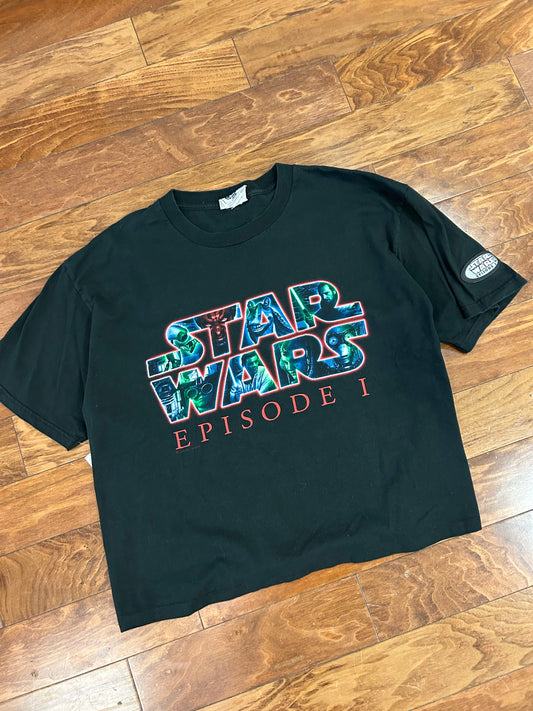 90s Star Wars Episode 1 Cropped Vintage Promo Tee (XL)