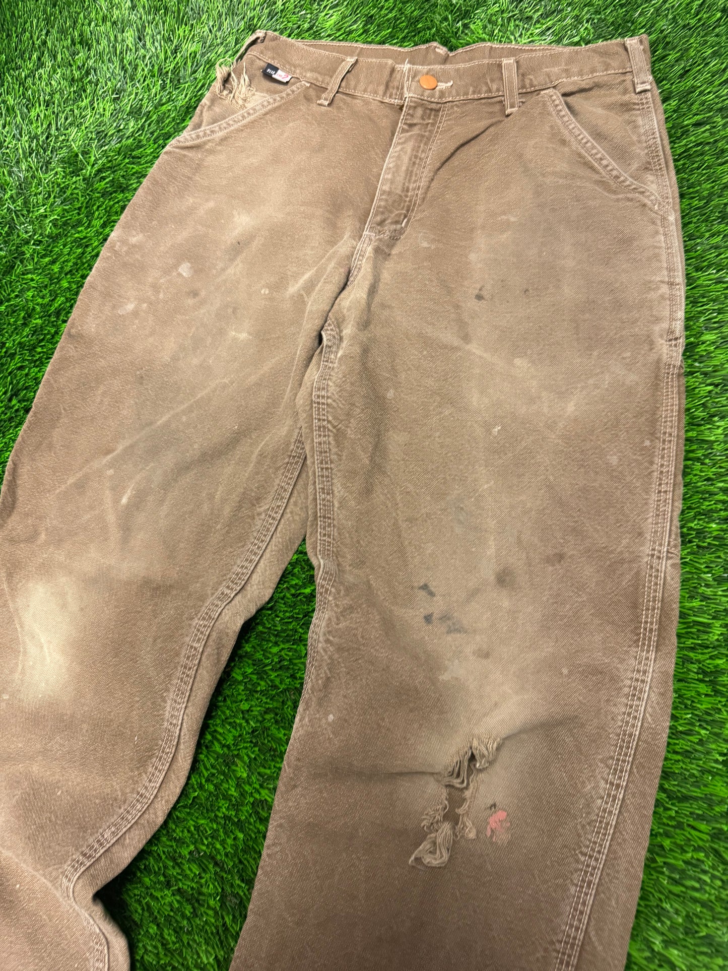 Carhartt Fire Resistant Distressed Faded Workwear Carpenter Pants (30 x 32)