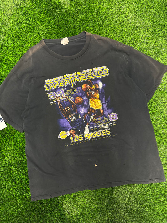 2000 Los Angeles Lakers Lakertime Kobe Bryant + Shaquille O'Neal Vintage Tee (XXL)