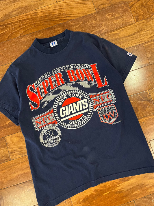 1990 New York Giants Super Bowl Logo 7 Tee (M)