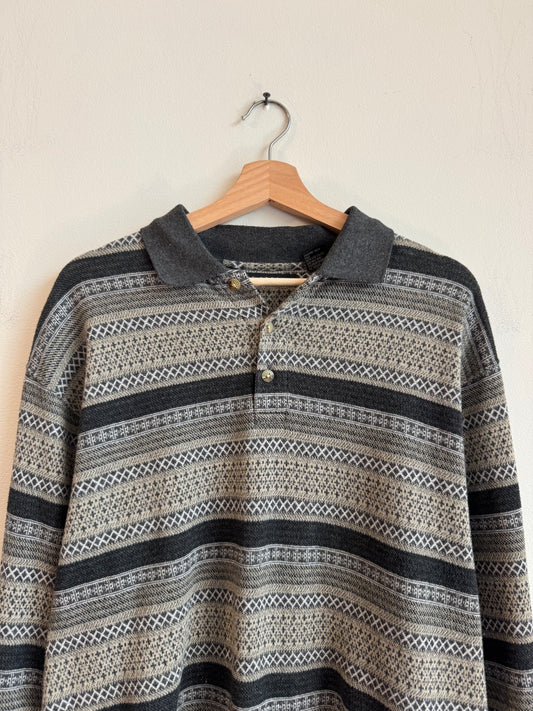 90s M.E. Sport Striped Rugby Sweater Style Shirt (M)