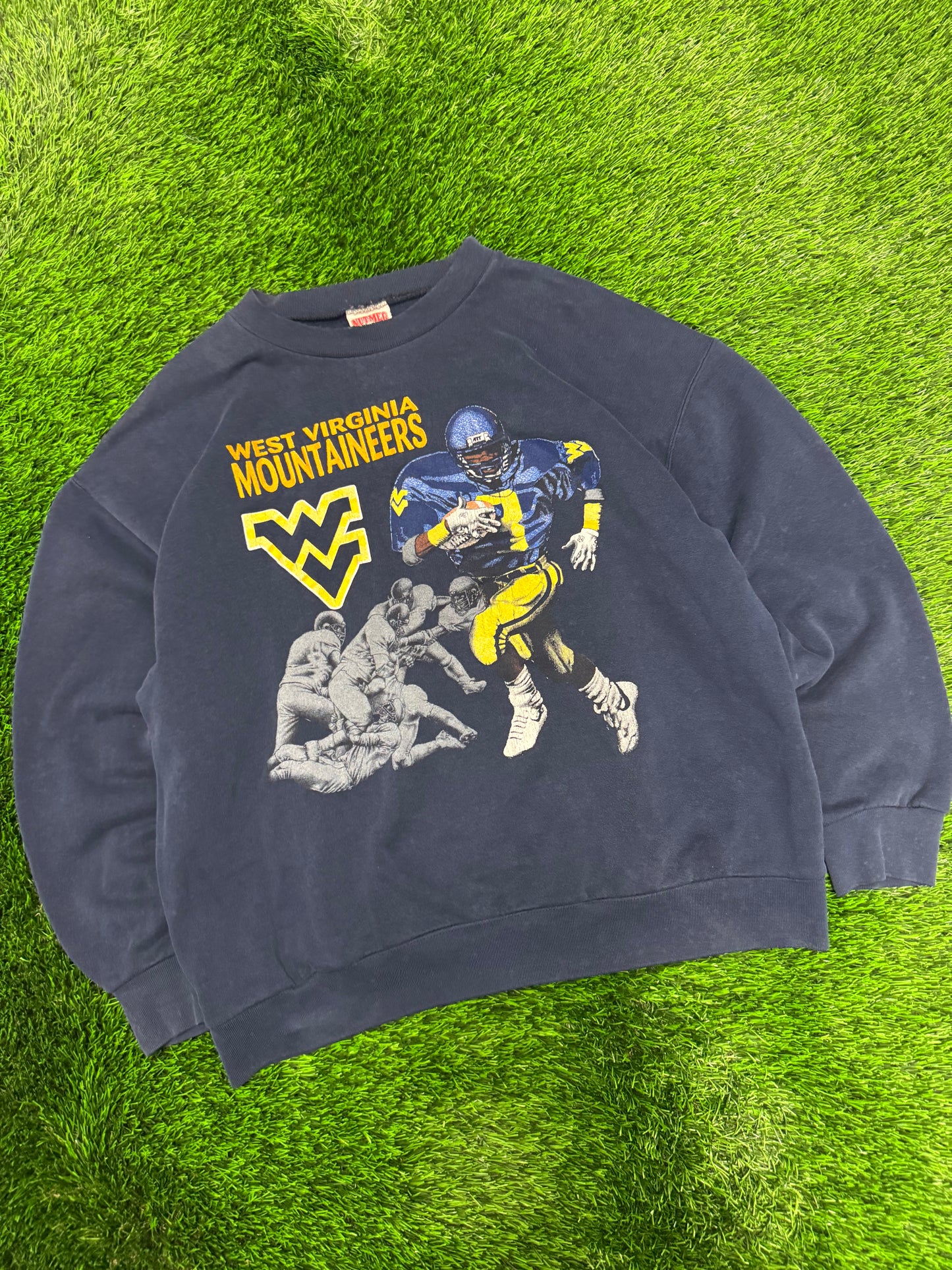 90s West Virginia University WVU Nutmeg Vintage Football Crewneck (L)