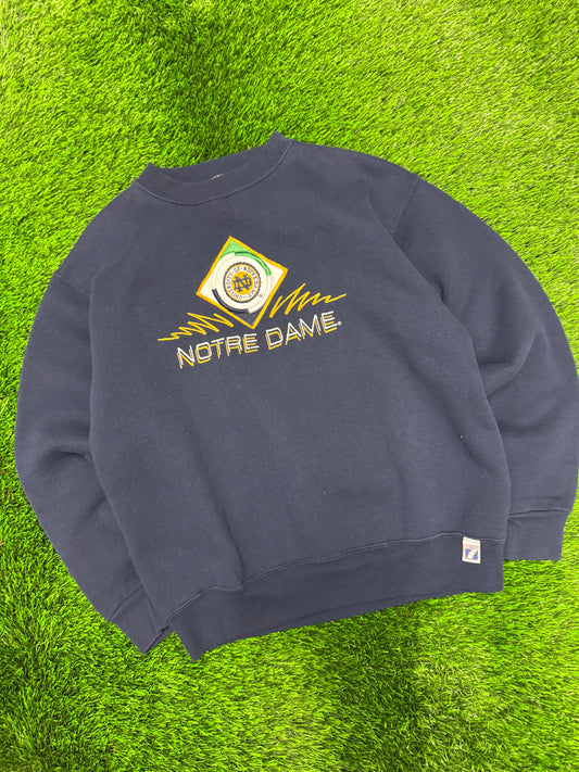 90s Notre Dame University Logo 7 Embroidered Vintage Crewneck (M)
