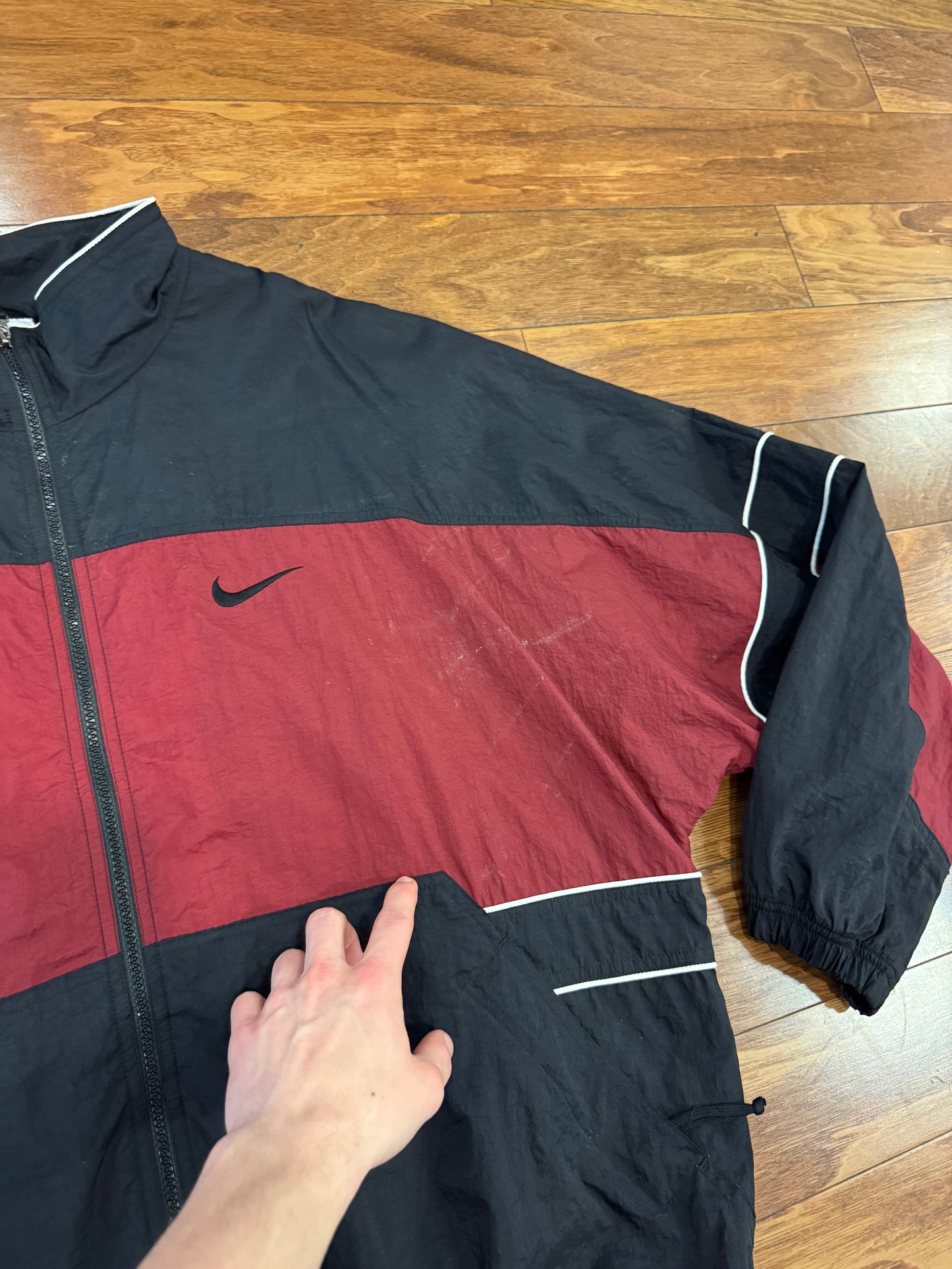 90s Nike Burgundy & Black Windbreaker (XL)