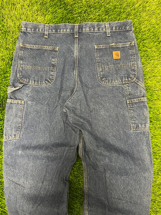 2008 Carhartt Dark Blue Denim Carpenter Jeans (38 x 30)