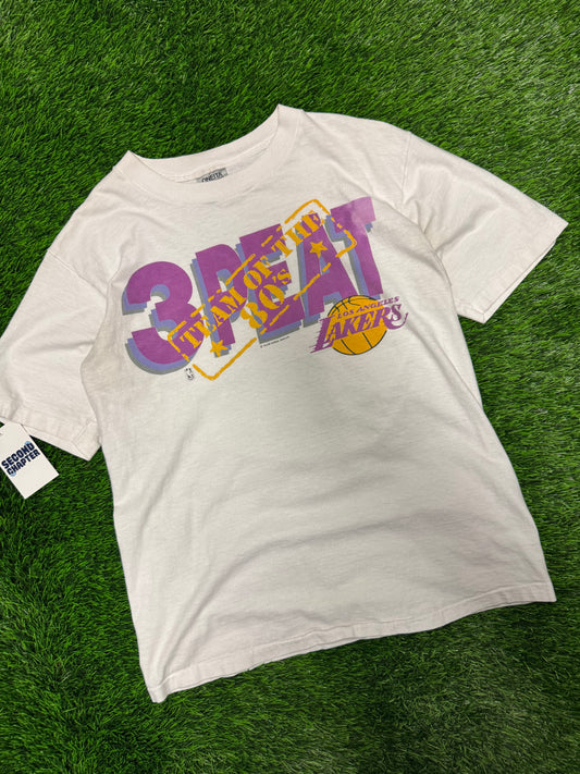 90s Los Angeles Lakers 3 Peat "Team of the 80s" Vintage NBA Tee (L)