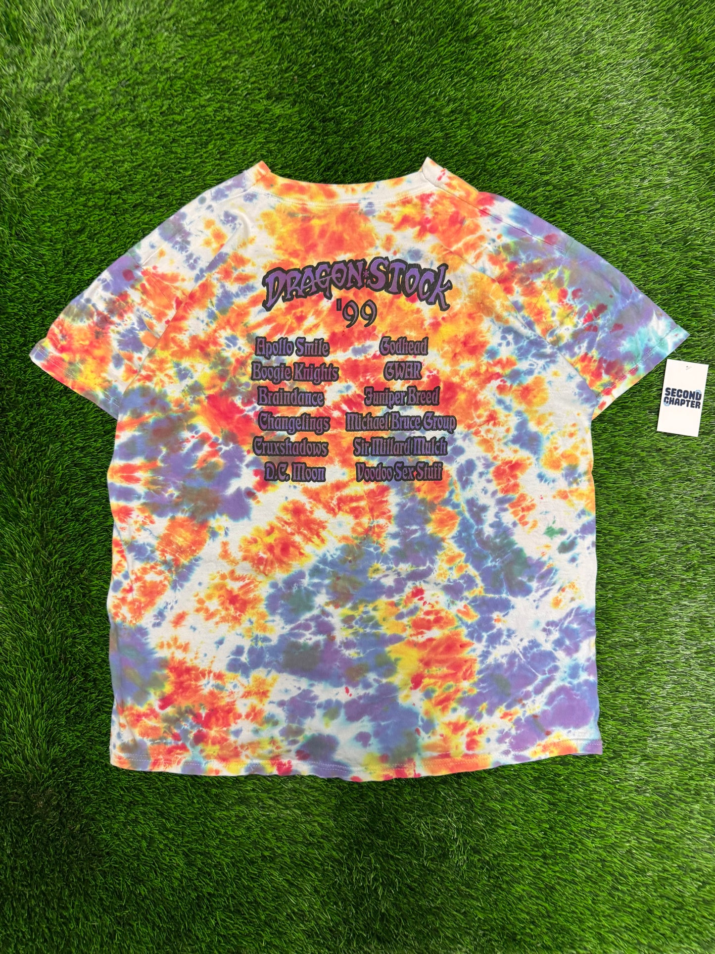 1999 Dragonstock Dragon Con Tie Dye Band Lineup Vintage Tee (XXL)