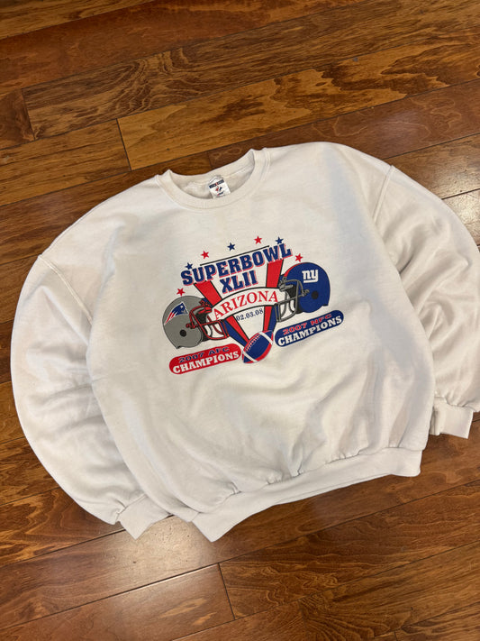 2007 Patriots VS Giants Super Bowl Vintage Crewneck (XL)