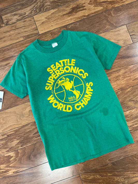 1979 Seattle Supersonics Spell Out True Vintage NBA Tee (S)