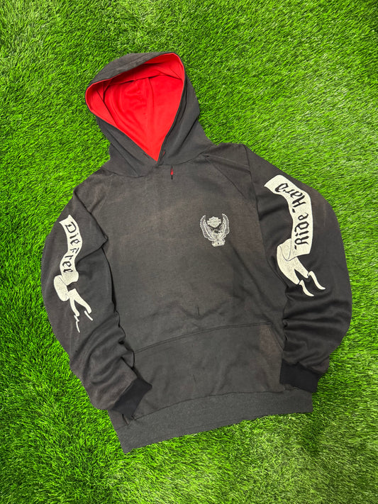 70s Harley Davidson Vintage Faded Distressed Grail Hoodie (M)