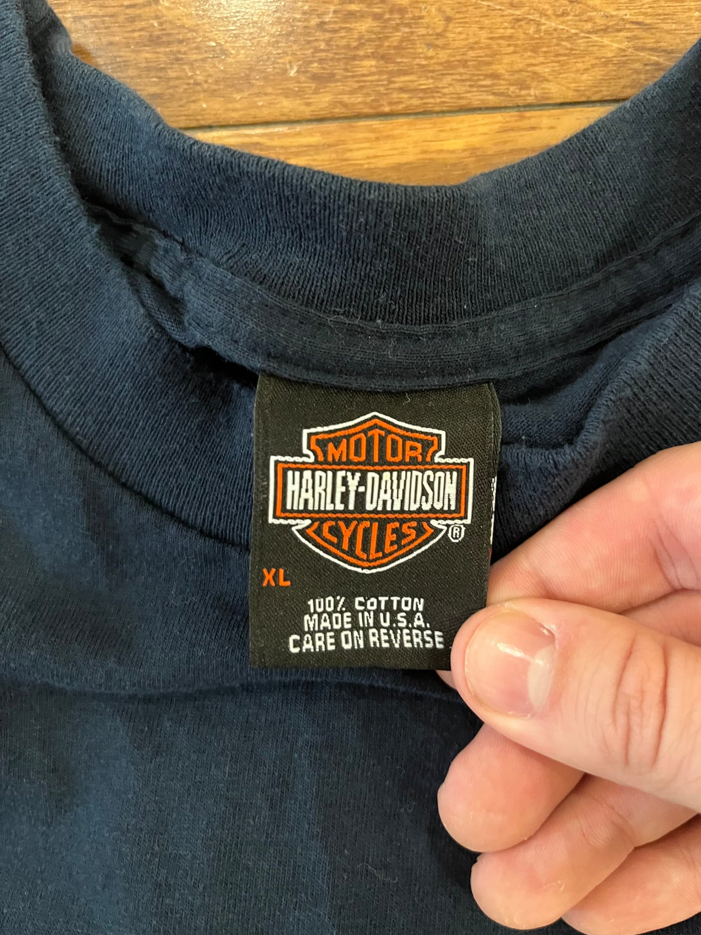 2003 Harley Davidson Blue Flames Atlanta Pocket Tee (XL)