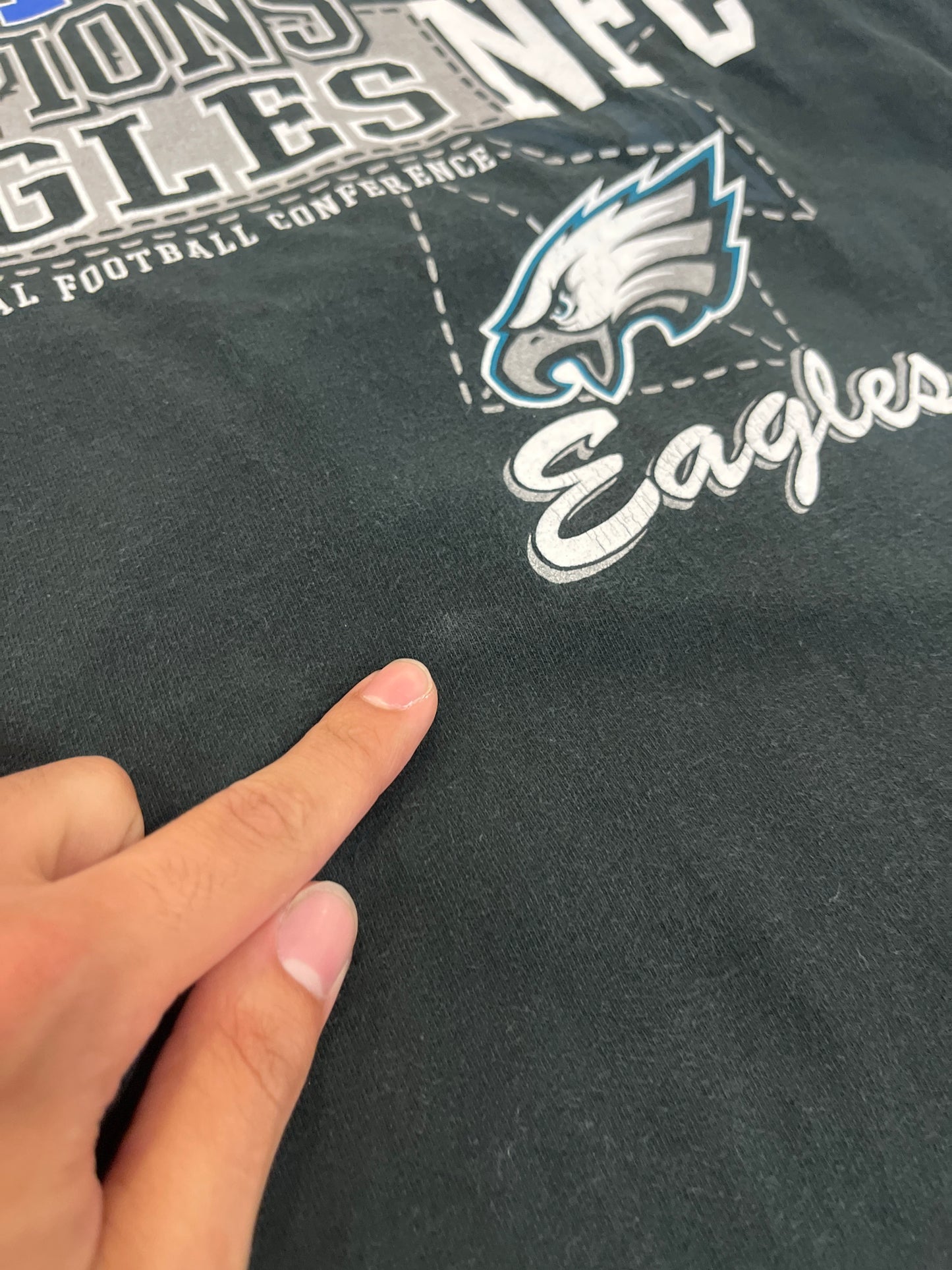 2004 Philadelphia Eagles NFC Champions Super Bowl Black Long Sleeve (XL)