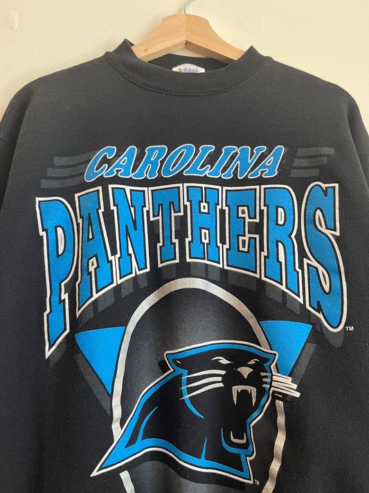 1993 Carolina Panthers Football Spell Out Black Crewneck (M)