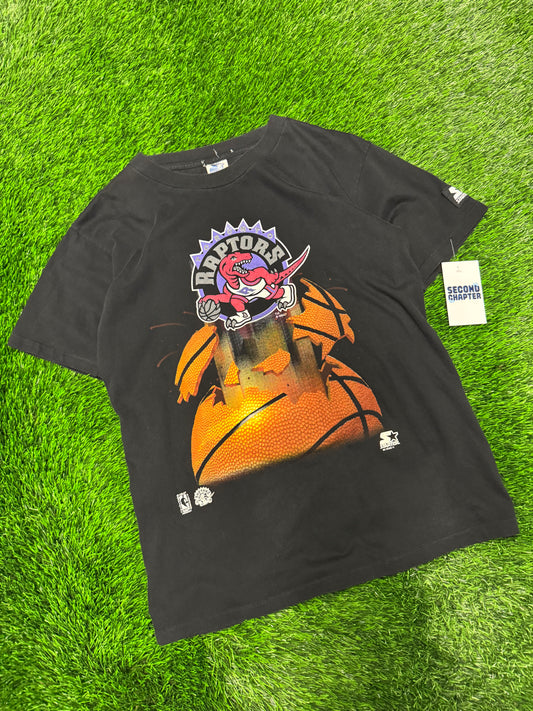 90s Toronto Raptors Shattered Basketball Vintage Starter Tee (S)