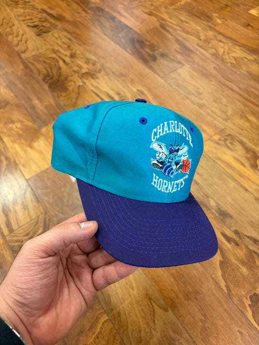 90s Charlotte Hornets Teal Two Tone Hat (OS)