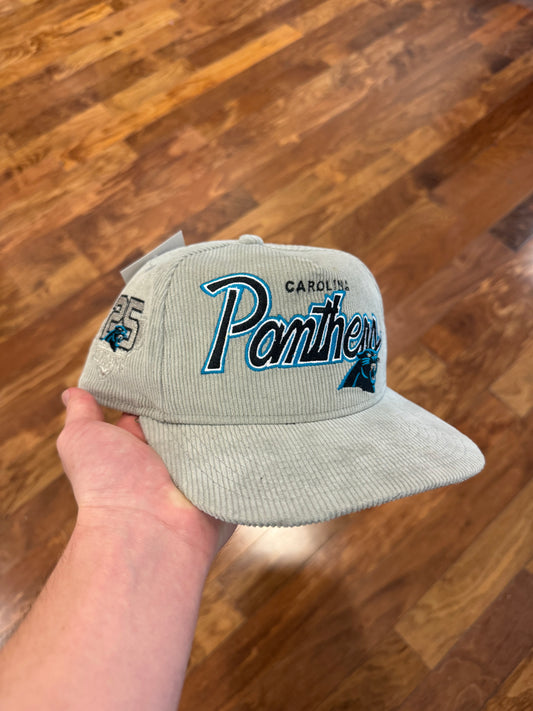 Carolina Panthers Script Spell Out Corduroy 25 Seaons Hat (OS)
