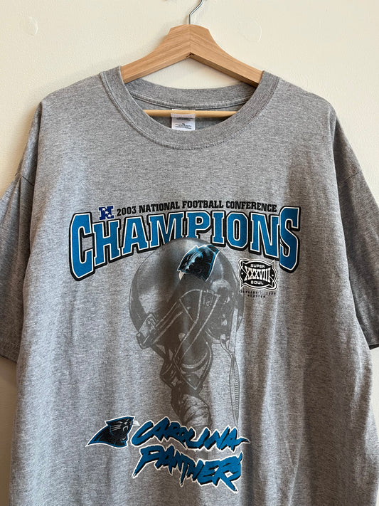 2003 Carolina Panthers Super Bowl Conference Champions Grey Tee (XL)