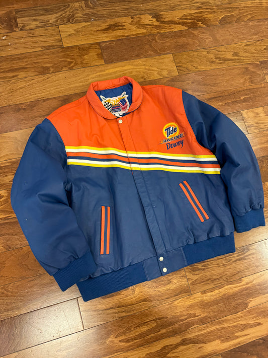 90s Tide Racing Downy Jeff Hamilton Nascar Leather Jacket (L)