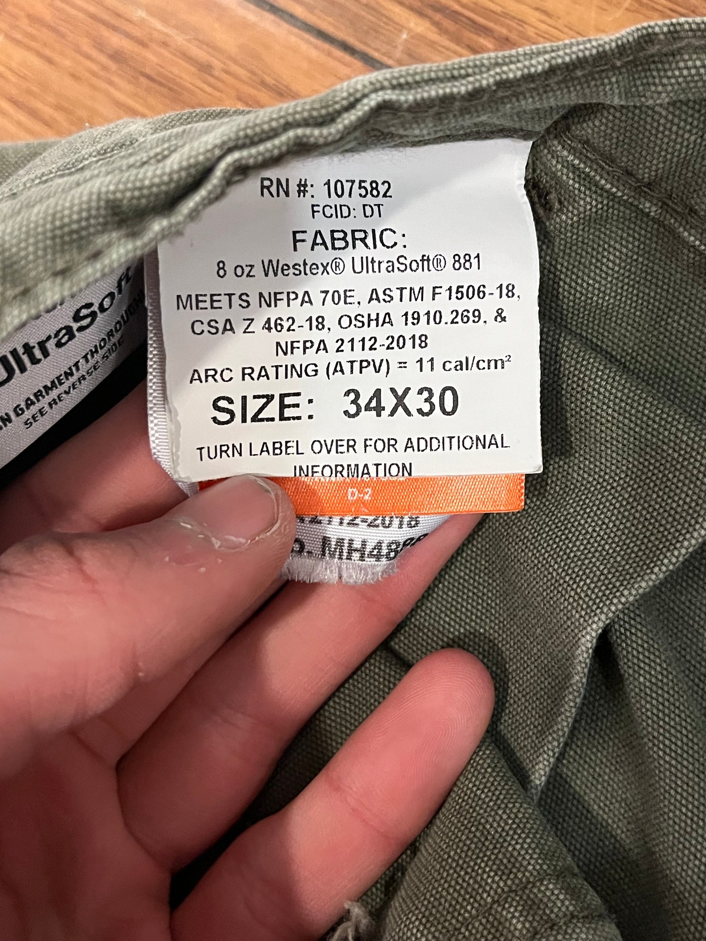 00s Techen Carpenter Baggy Military Green Pants (34 x 29)