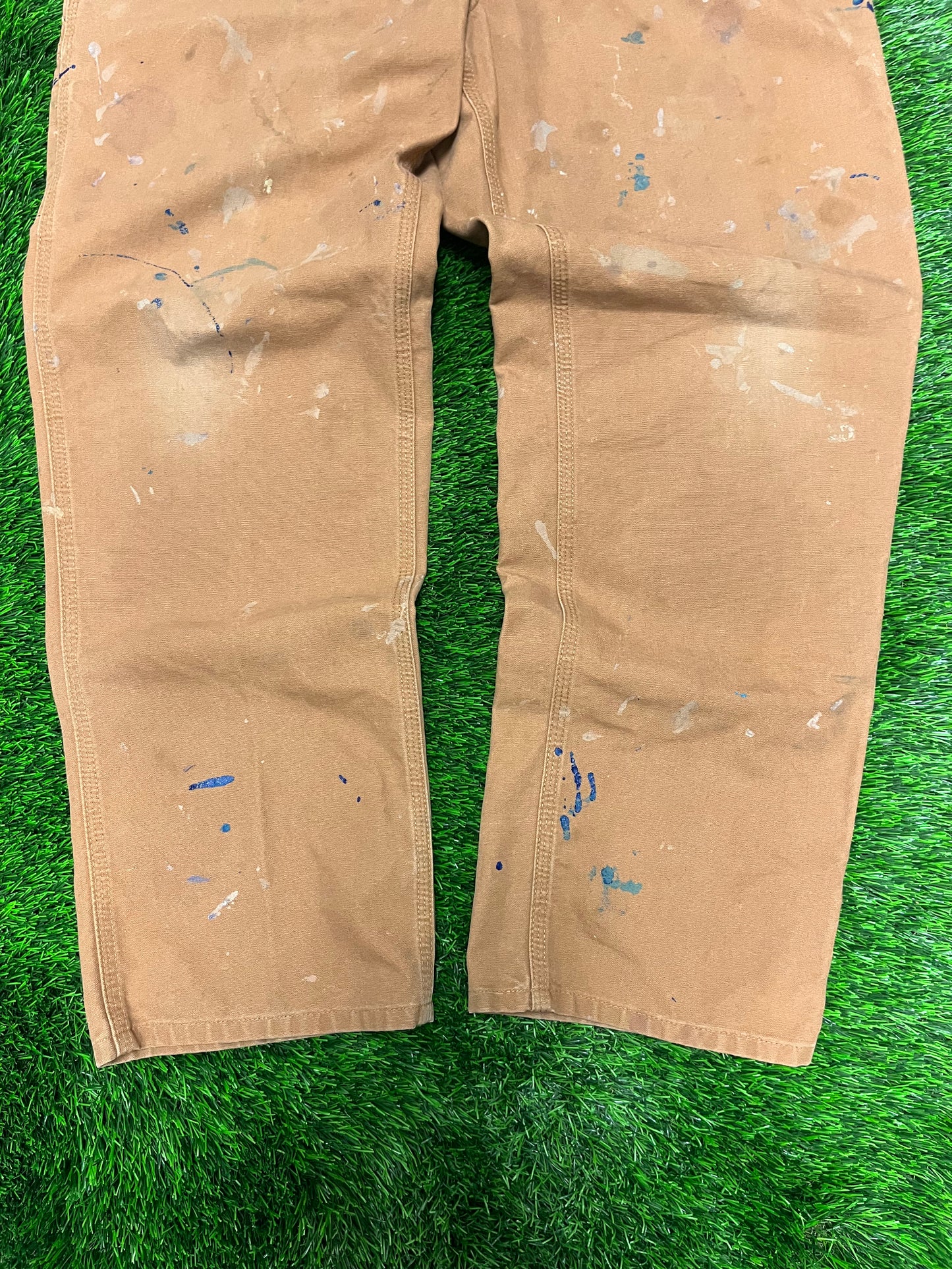 Carhartt Dark Tan Paint Splatter Workwear Pants (38 x 32)