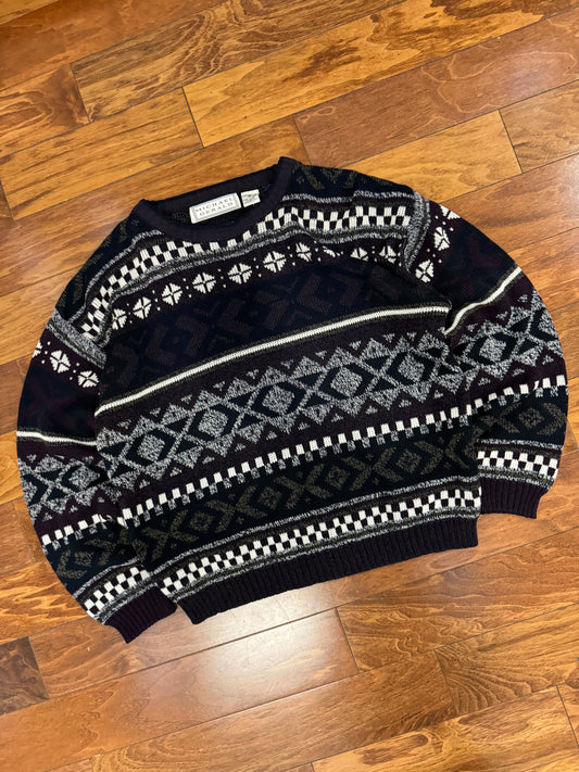 90s Michael Gerald Geometric Acrylic Sweater (M)