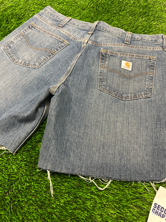 Carhartt Workwear Frayed Cut Off Jean Shorts (36)
