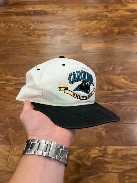 90s Carolina Panthers Spell Out White/Black Hat (OS)