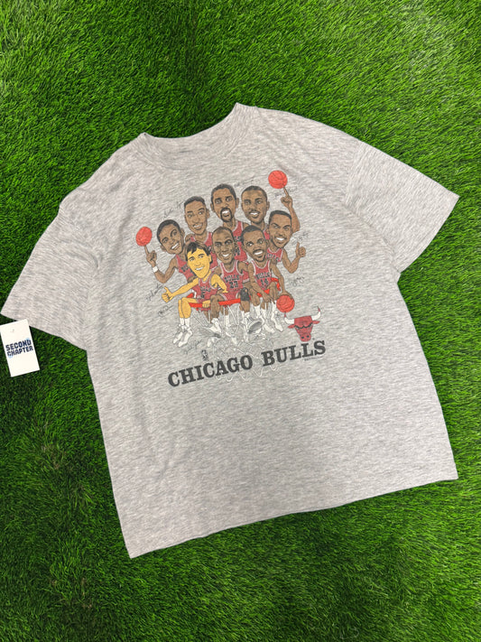 90s Chicago Bulls Hoopla Lottery Caricature Salem NBA Tee (XL)