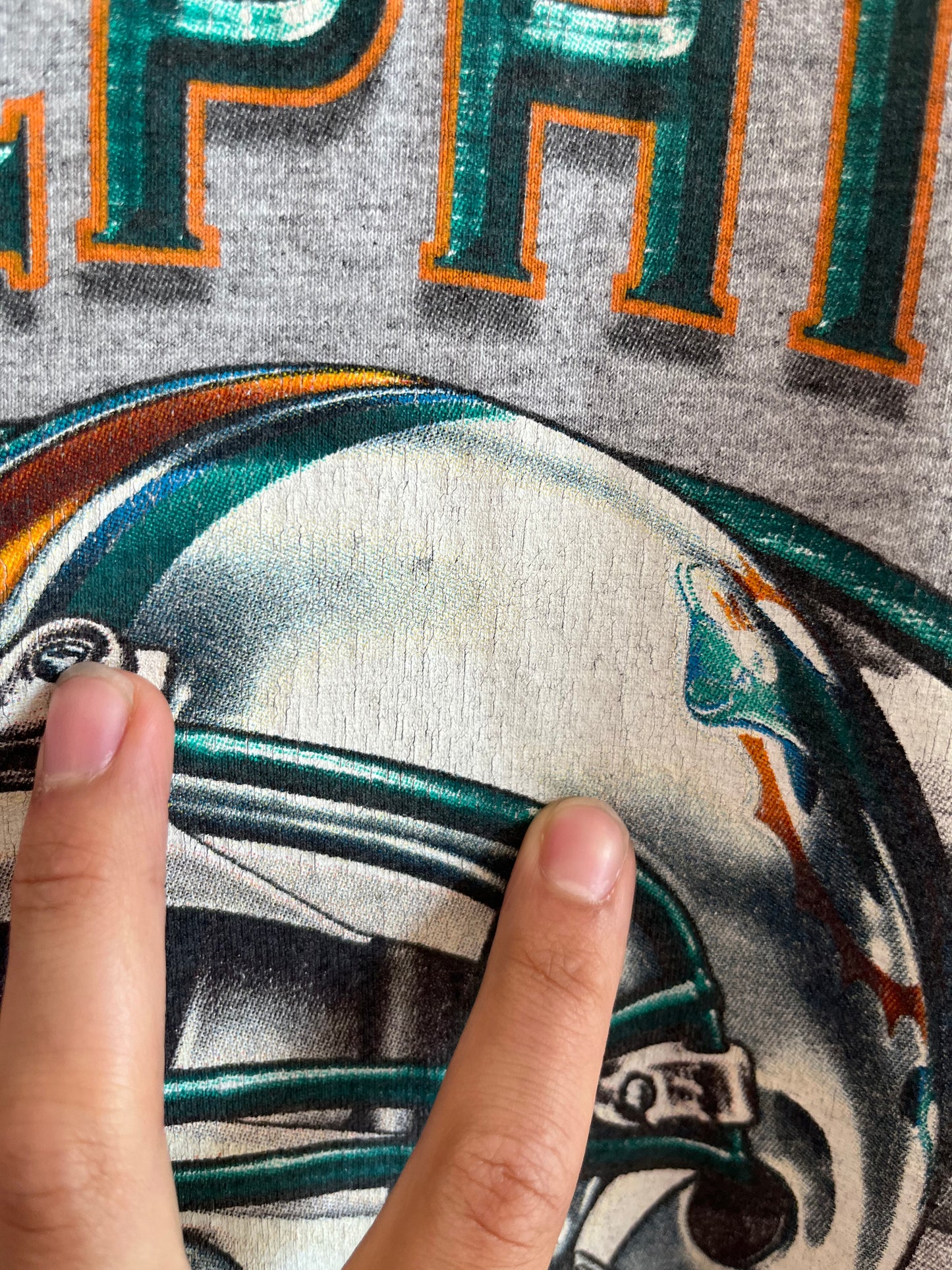 00s Miami Dolphins Grey Helmet Tee (XL)