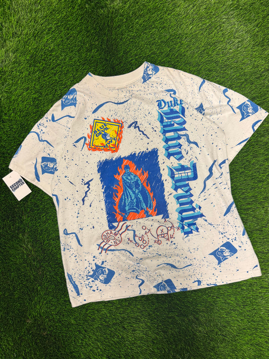90s Duke Blue Devils Mascot AOP College Tee (XL)