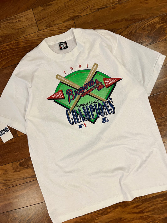 1991 Atlanta Braves Western Division Champions Vintage MLB Tee (XL)
