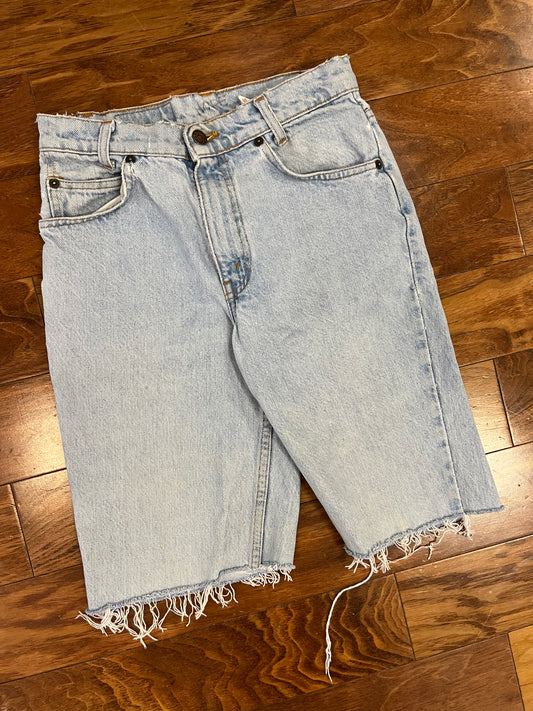 1993 Levi's Student 550 Orange Tab Light Wash Shorts (26)
