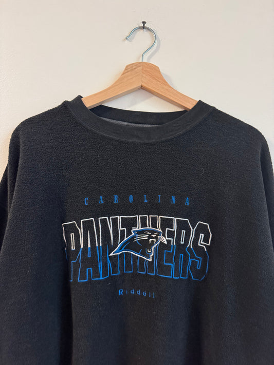 90s Carolina Panthers Riddell Fleece Embroidered Crewneck (XL)