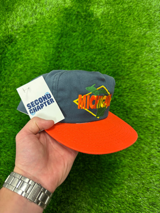 90s Michigan Spell Out Vintage Destination Snapback Hat (OS)