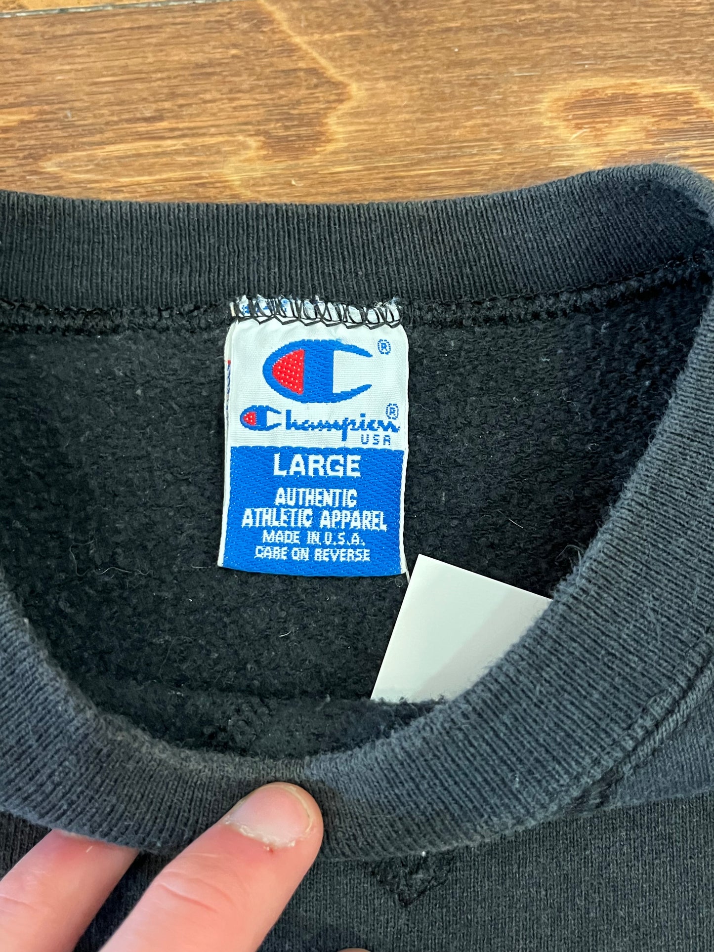 90s Champion Essential Black Crewneck (L)