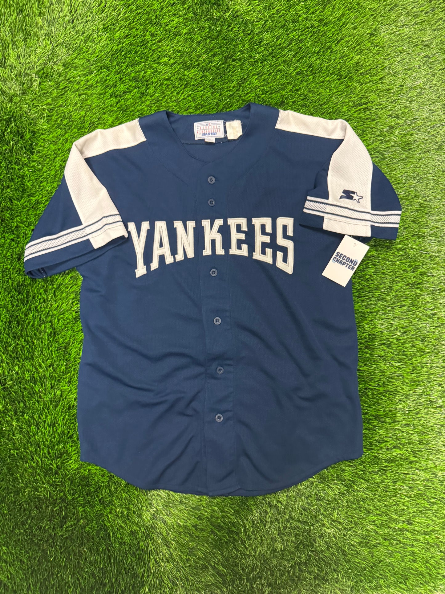 90s New York Yankees Derek Jeter Vintage Starter MLB Baseball Jersey (L)