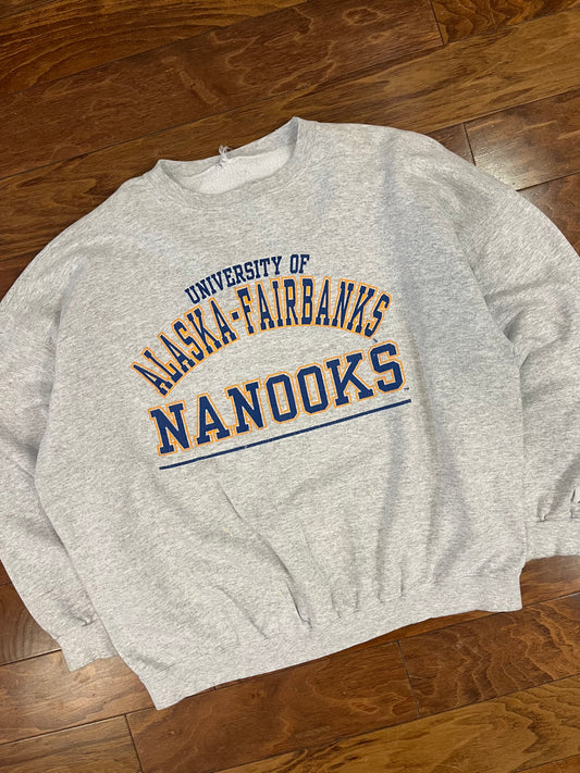 90s University Of Alaska-Fairbanks Nanooks Spell Out Crewneck (XL)