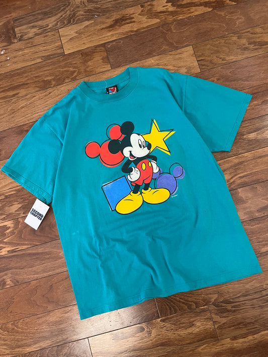 90s Mickey Mouse Disney Teal Tee (XL)