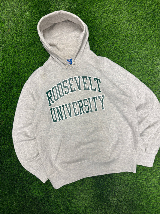 90s Roosevelt University Vintage Champion Spell Out Hoodie (XL)
