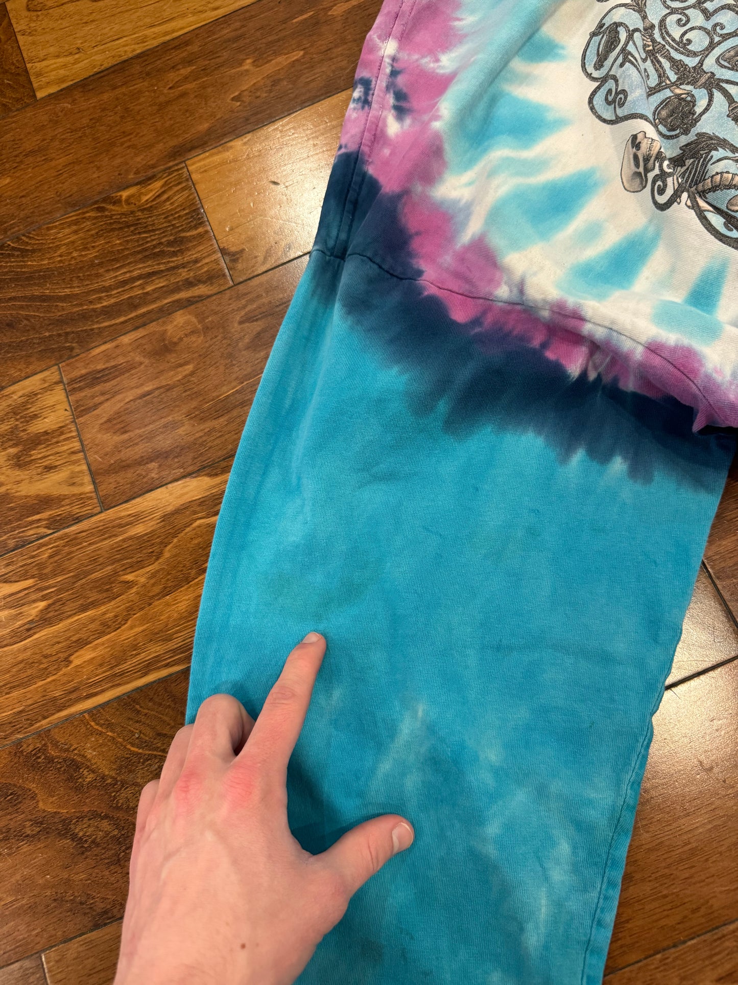 1995 Grateful Dead "Skeleton & Roses" Vintage Band Tie Dye Long Sleeve (XL)